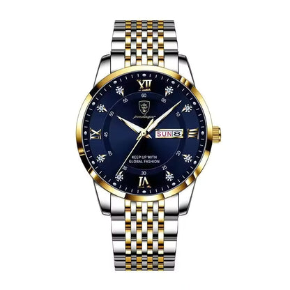 VIN33 Luxury Business Man Watch Stainless Steel Week Date Men's Wristwatch Waterproof