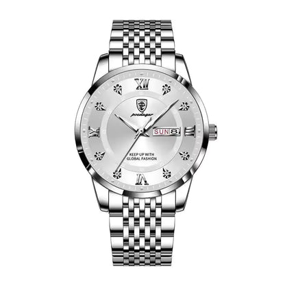 VIN33 Luxury Business Man Watch Stainless Steel Week Date Men's Wristwatch Waterproof