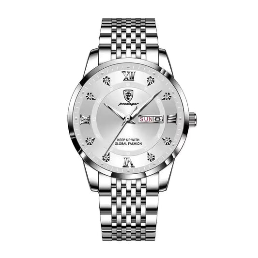 VIN33 Luxury Business Man Watch Stainless Steel Week Date Men's Wristwatch Waterproof