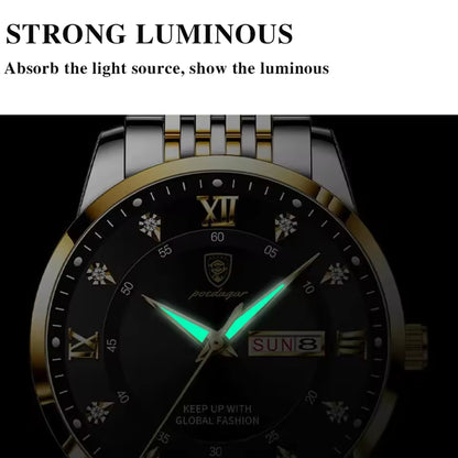 VIN33 Luxury Business Man Watch Stainless Steel Week Date Men's Wristwatch Waterproof